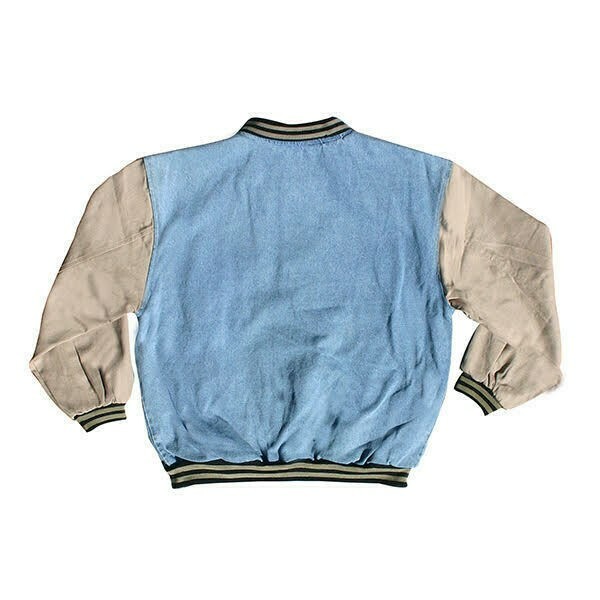 men's washed vintage denim varsity jacket